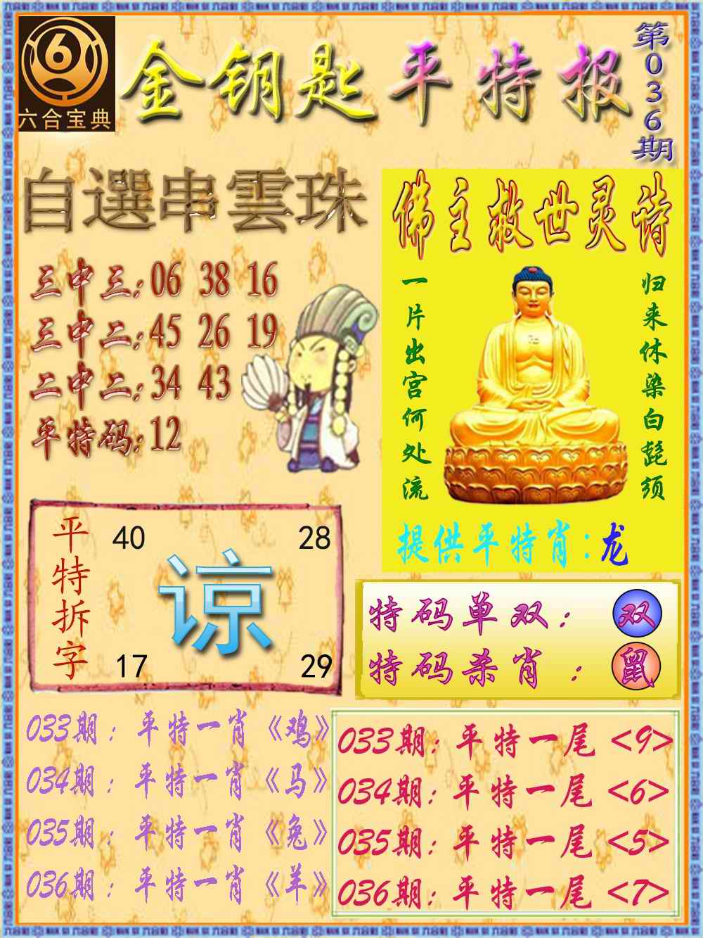 036期金钥匙平特报[图]